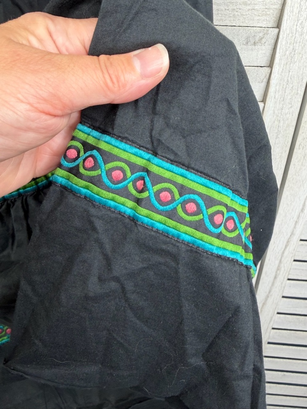 MIRASOL Black Pull On Crinkle Midi Skirt Tiered Boho Peasant Western Prairie-M - Picture 3 of 3